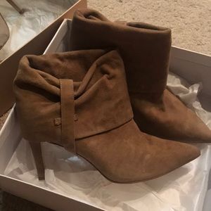 Calvin Klein nude suede booties size 7